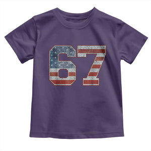 Funny Six Seven 67 Meme Vintage American Flag Toddler T Shirt TS11 Purple Print Your Wear