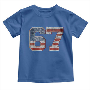 Funny Six Seven 67 Meme Vintage American Flag Toddler T Shirt TS11 Royal Blue Print Your Wear