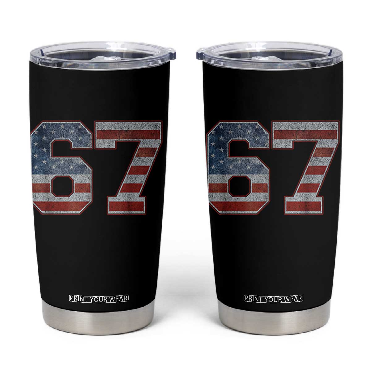 Funny Six Seven 67 Meme Vintage American Flag Tumbler Cup TS11 Black Print Your Wear