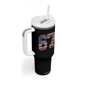 Funny Six Seven 67 Meme Vintage American Flag Tumbler With Handle TS11 Print Your Wear
