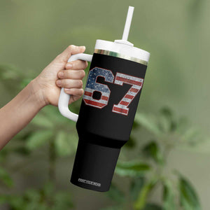 Funny Six Seven 67 Meme Vintage American Flag Tumbler With Handle TS11 Print Your Wear