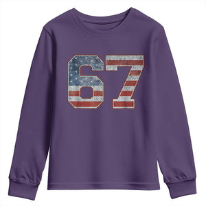 Funny Six Seven 67 Meme Vintage American Flag Youth Sweatshirt TS11 Purple Print Your Wear