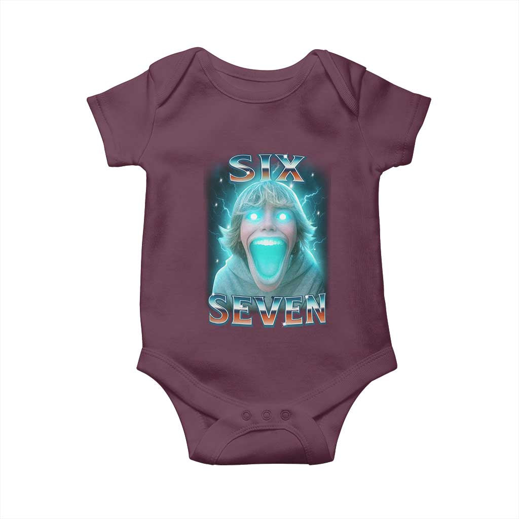 Funny Six Seven The Mason 67 Kid Gen Alpha Meme Baby Onesie TS11 Maroon Print Your Wear