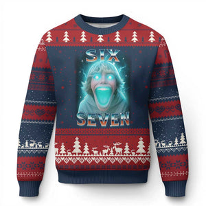 Funny Six Seven The Mason 67 Kid Gen Alpha Meme Ugly Christmas Sweater TS11 Navy Red Print Your Wear