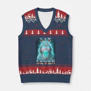 Funny Six Seven The Mason 67 Kid Gen Alpha Meme V-Neck Knit Sweater Vest TS11 Navy Red Print Your Wear