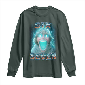 Funny Six Seven The Mason 67 Kid Gen Alpha Meme Long Sleeve Shirt TS11 Dark Forest Green Print Your Wear
