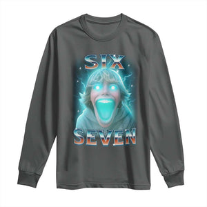 Funny Six Seven The Mason 67 Kid Gen Alpha Meme Long Sleeve Shirt TS11 Dark Heather Print Your Wear