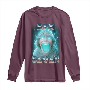 Funny Six Seven The Mason 67 Kid Gen Alpha Meme Long Sleeve Shirt TS11 Maroon Print Your Wear