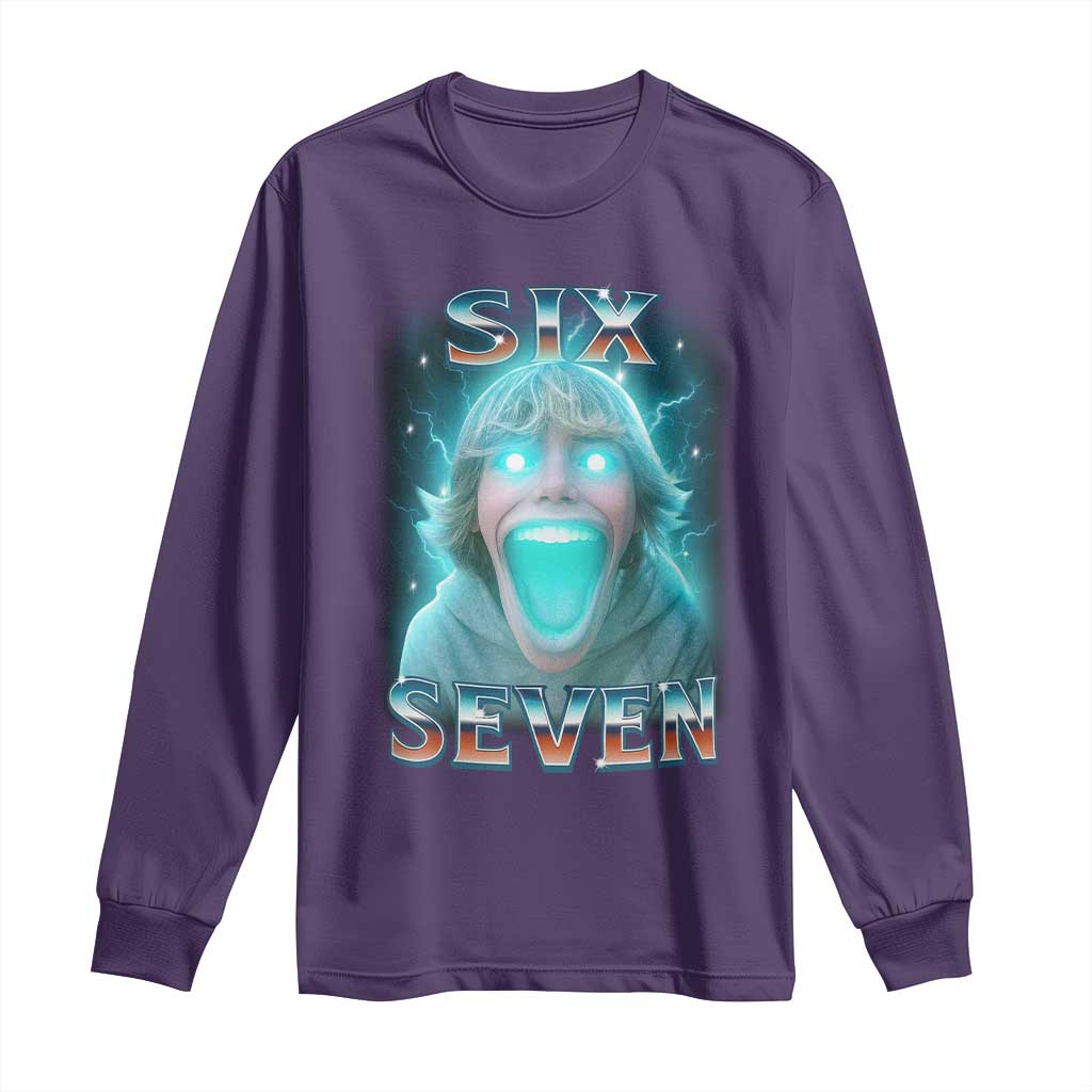 Funny Six Seven The Mason 67 Kid Gen Alpha Meme Long Sleeve Shirt TS11 Purple Print Your Wear