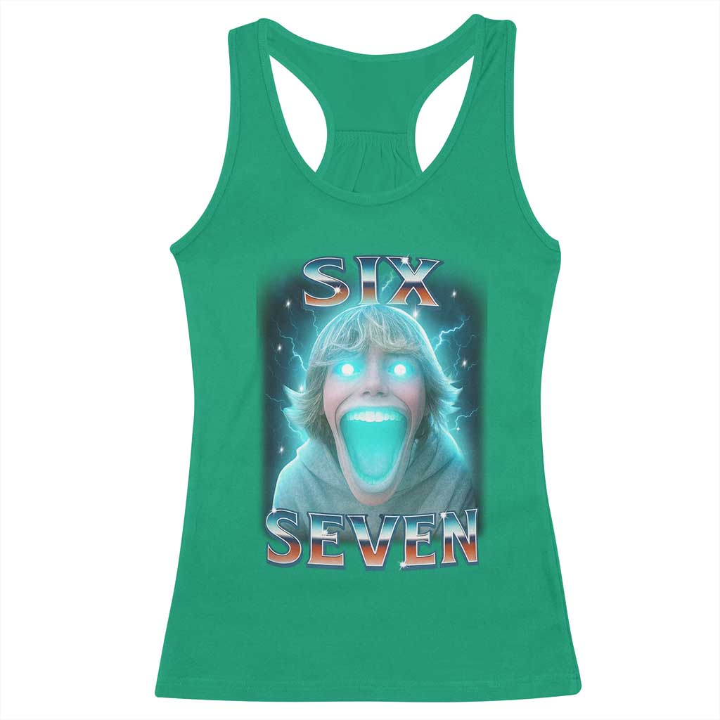 Funny Six Seven The Mason 67 Kid Gen Alpha Meme Racerback Tank Top TS11 Irish Green Print Your Wear