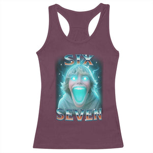 Funny Six Seven The Mason 67 Kid Gen Alpha Meme Racerback Tank Top TS11 Maroon Print Your Wear