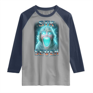 Funny Six Seven The Mason 67 Kid Gen Alpha Meme Raglan Shirt TS11 Sport Gray Navy Print Your Wear