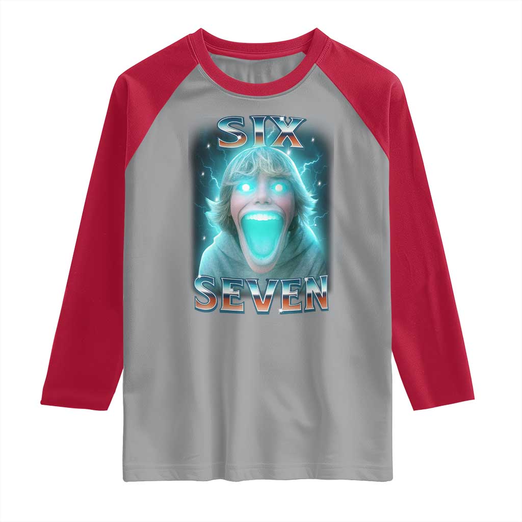 Funny Six Seven The Mason 67 Kid Gen Alpha Meme Raglan Shirt TS11 Sport Gray Red Print Your Wear