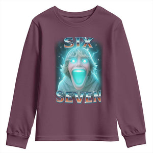 Funny Six Seven The Mason 67 Kid Gen Alpha Meme Youth Sweatshirt TS11 Maroon Print Your Wear