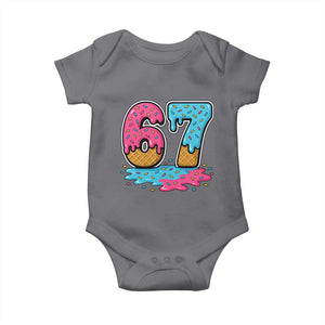 Funny 67 Ice Cream Drip Meme Six Seven Gen Alpha Slang Baby Onesie TS11 Charcoal Print Your Wear