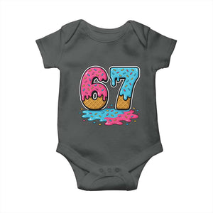 Funny 67 Ice Cream Drip Meme Six Seven Gen Alpha Slang Baby Onesie TS11 Dark Heather Print Your Wear