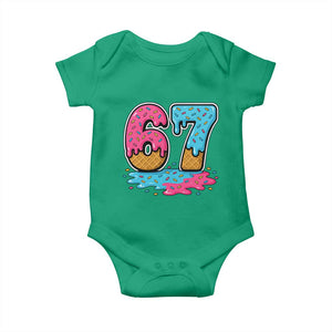 Funny 67 Ice Cream Drip Meme Six Seven Gen Alpha Slang Baby Onesie TS11 Irish Green Print Your Wear