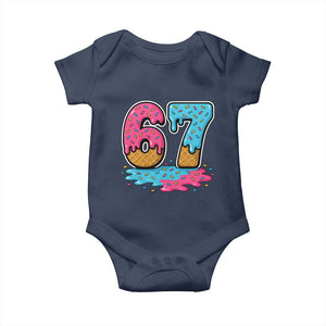 Funny 67 Ice Cream Drip Meme Six Seven Gen Alpha Slang Baby Onesie TS11 Navy Print Your Wear