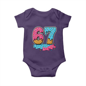 Funny 67 Ice Cream Drip Meme Six Seven Gen Alpha Slang Baby Onesie TS11 Purple Print Your Wear