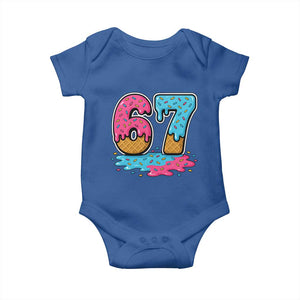 Funny 67 Ice Cream Drip Meme Six Seven Gen Alpha Slang Baby Onesie TS11 Royal Blue Print Your Wear