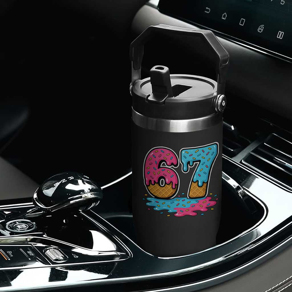 Funny 67 Ice Cream Drip Meme Six Seven Gen Alpha Slang Flip Straw Tumbler TS11 Print Your Wear