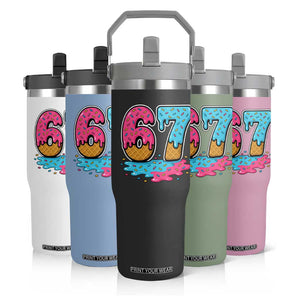 Funny 67 Ice Cream Drip Meme Six Seven Gen Alpha Slang Flip Straw Tumbler TS11 Print Your Wear