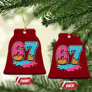 Funny 67 Ice Cream Drip Meme Six Seven Gen Alpha Slang Ceramic Ornament TS11 Print Your Wear