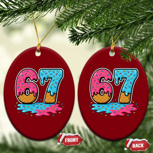 Funny 67 Ice Cream Drip Meme Six Seven Gen Alpha Slang Ceramic Ornament TS11 Print Your Wear