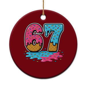 Funny 67 Ice Cream Drip Meme Six Seven Gen Alpha Slang Ceramic Ornament TS11 1pc Red Print Your Wear