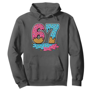 Funny 67 Ice Cream Drip Meme Six Seven Gen Alpha Slang Hoodie TS11 Dark Heather Print Your Wear