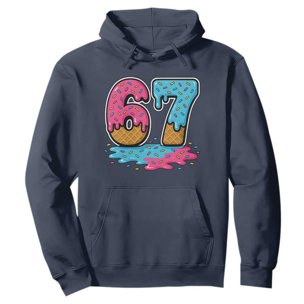 Funny 67 Ice Cream Drip Meme Six Seven Gen Alpha Slang Hoodie TS11 Navy Print Your Wear