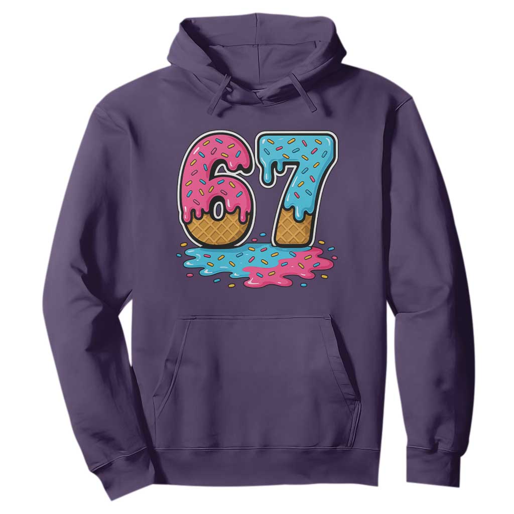 Funny 67 Ice Cream Drip Meme Six Seven Gen Alpha Slang Hoodie TS11 Purple Print Your Wear