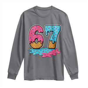 Funny 67 Ice Cream Drip Meme Six Seven Gen Alpha Slang Long Sleeve Shirt TS11 Charcoal Print Your Wear