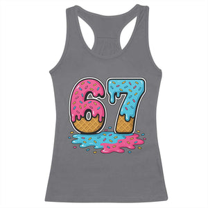 Funny 67 Ice Cream Drip Meme Six Seven Gen Alpha Slang Racerback Tank Top TS11 Charcoal Print Your Wear