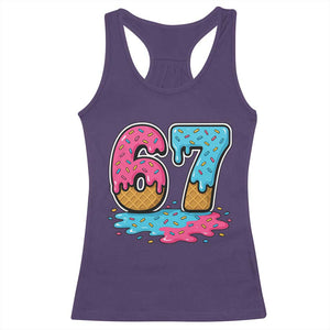 Funny 67 Ice Cream Drip Meme Six Seven Gen Alpha Slang Racerback Tank Top TS11 Purple Print Your Wear
