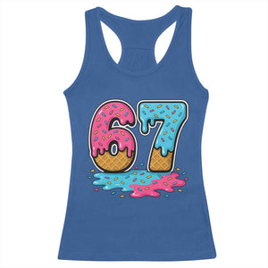 Funny 67 Ice Cream Drip Meme Six Seven Gen Alpha Slang Racerback Tank Top TS11 Royal Blue Print Your Wear