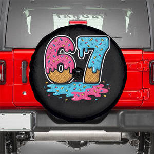 Funny 67 Ice Cream Drip Meme Six Seven Gen Alpha Slang Spare Tire Cover TS11 Black Print Your Wear