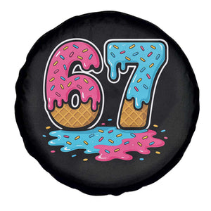 Funny 67 Ice Cream Drip Meme Six Seven Gen Alpha Slang Spare Tire Cover TS11 Print Your Wear