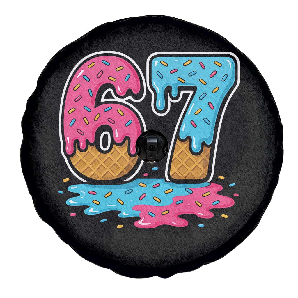 Funny 67 Ice Cream Drip Meme Six Seven Gen Alpha Slang Spare Tire Cover TS11 Print Your Wear