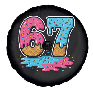 Funny 67 Ice Cream Drip Meme Six Seven Gen Alpha Slang Spare Tire Cover TS11 Print Your Wear