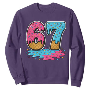 Funny 67 Ice Cream Drip Meme Six Seven Gen Alpha Slang Sweatshirt TS11 Purple Print Your Wear