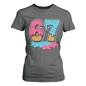 Funny 67 Ice Cream Drip Meme Six Seven Gen Alpha Slang T Shirt For Women TS11 Dark Heather Print Your Wear