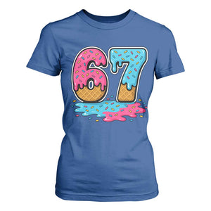 Funny 67 Ice Cream Drip Meme Six Seven Gen Alpha Slang T Shirt For Women TS11 Royal Blue Print Your Wear