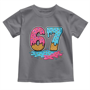 Funny 67 Ice Cream Drip Meme Six Seven Gen Alpha Slang Toddler T Shirt TS11 Charcoal Print Your Wear
