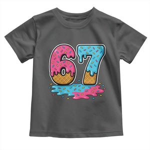 Funny 67 Ice Cream Drip Meme Six Seven Gen Alpha Slang Toddler T Shirt TS11 Dark Heather Print Your Wear
