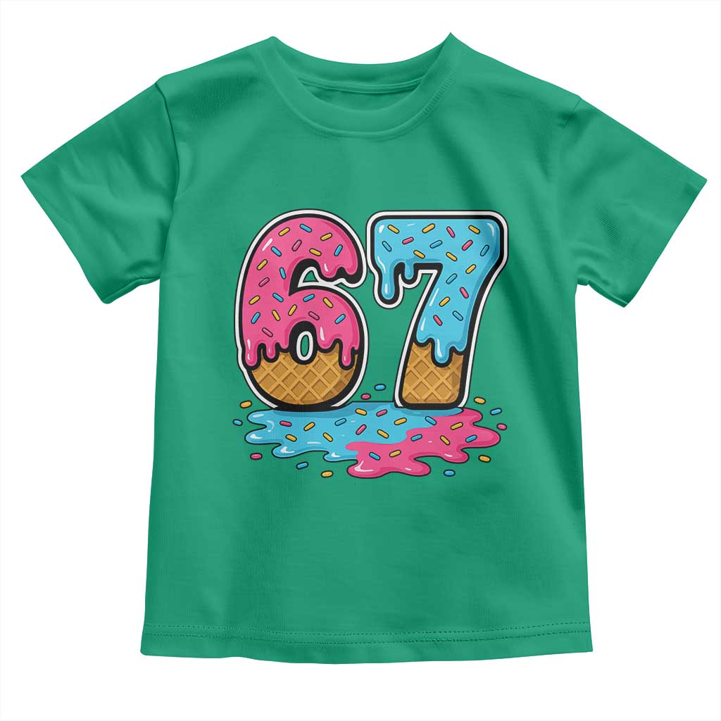 Funny 67 Ice Cream Drip Meme Six Seven Gen Alpha Slang Toddler T Shirt TS11 Irish Green Print Your Wear