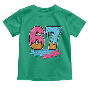 Funny 67 Ice Cream Drip Meme Six Seven Gen Alpha Slang Toddler T Shirt TS11 Irish Green Print Your Wear