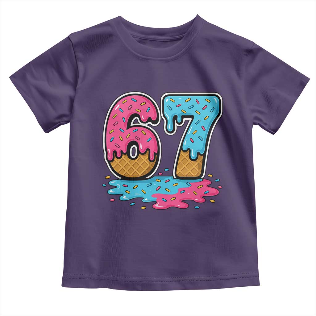 Funny 67 Ice Cream Drip Meme Six Seven Gen Alpha Slang Toddler T Shirt TS11 Purple Print Your Wear