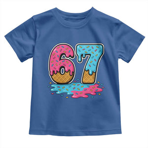 Funny 67 Ice Cream Drip Meme Six Seven Gen Alpha Slang Toddler T Shirt TS11 Royal Blue Print Your Wear