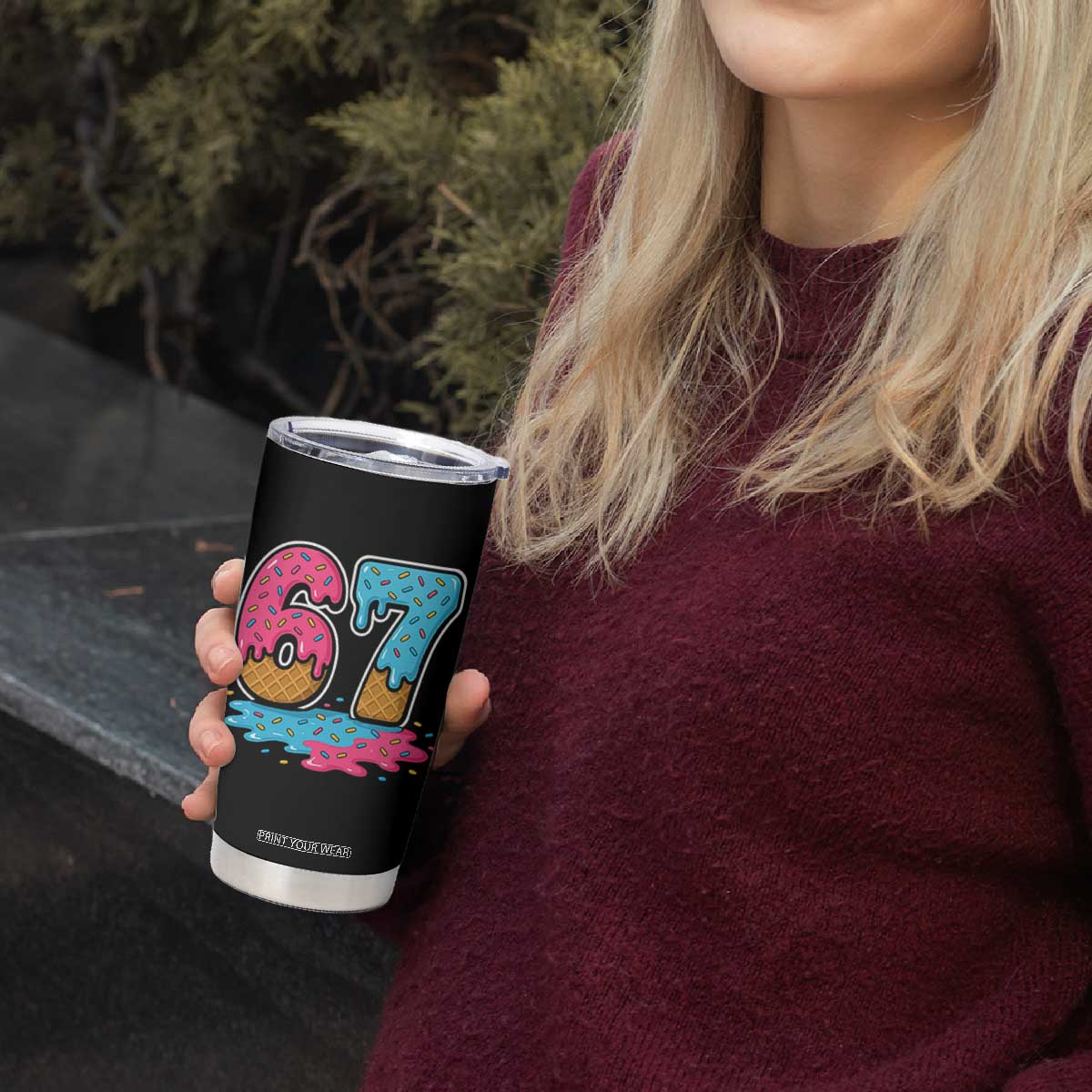 Funny 67 Ice Cream Drip Meme Six Seven Gen Alpha Slang Tumbler Cup TS11 Print Your Wear